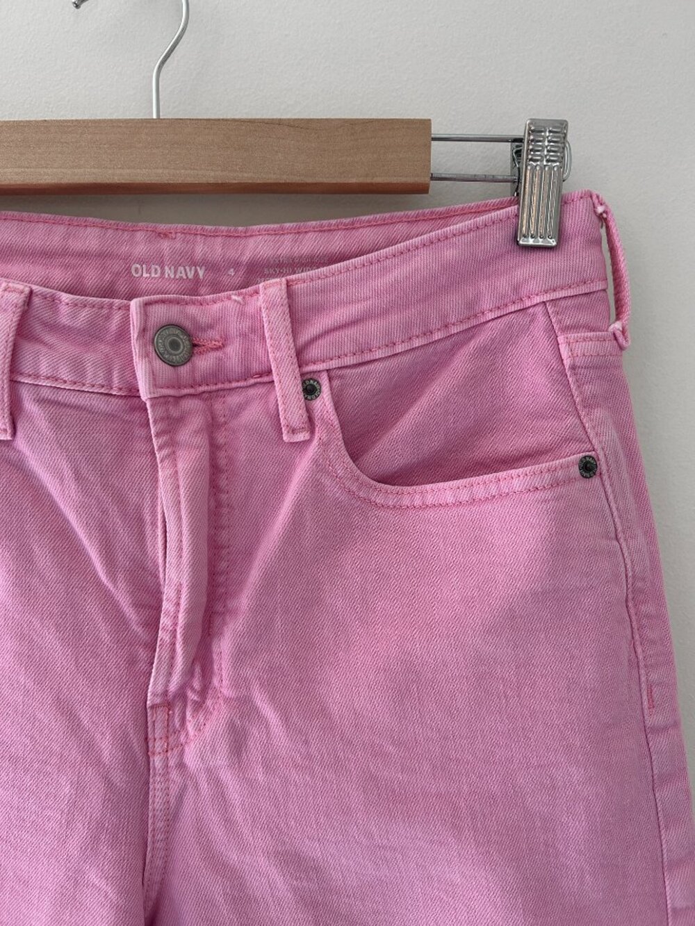 Pink High Waisted Wide Leg Jeans - Worn Once! - Size 4 - Perfect Condition - Picture 2 of 4